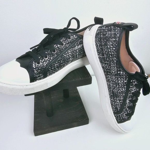 Kate Spade Avery Tweed Scallop Lace-up Sneaker, Sz 7.5 - Picture 3 of 12